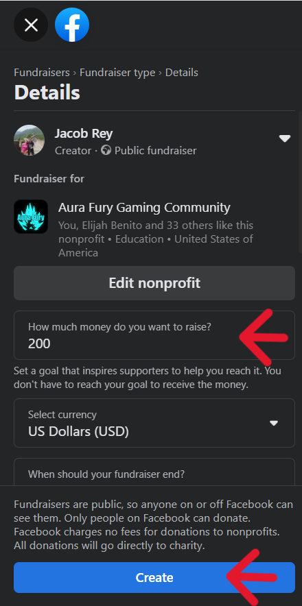 Create your fundraiser